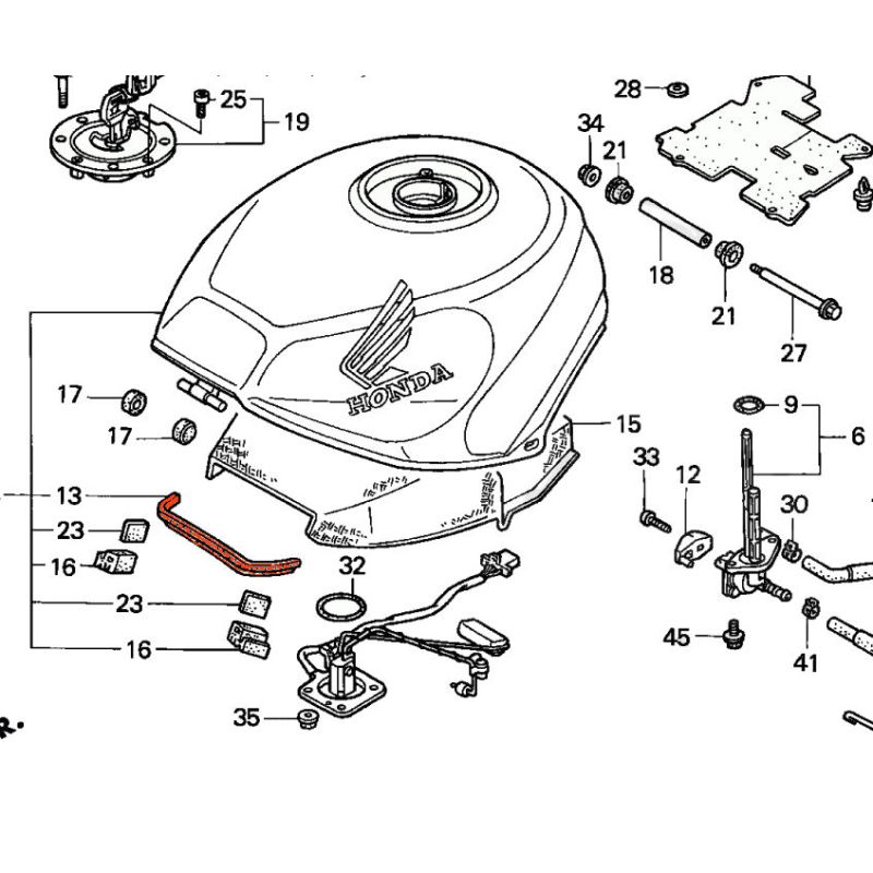 Service Moto Pieces|Reservoir - Baguette, silent bloc Avant - VFR750|1994 - VFR750 R|15,00 €