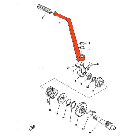 Service Moto Pieces|Demarrage - Kick - ref : 278-15611-00 - RD125 - 250 - ... XS500 - ...|Kick|70,00 €