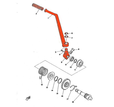 Service Moto Pieces|Demarrage - Kick - ref : 2F3-15611-00-93 - RD125 - 250 - ... XS500 - ...|Kick|85,00 €