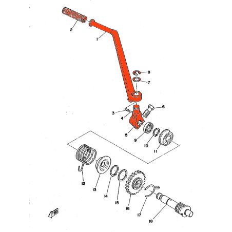 Service Moto Pieces|Demarrage - Kick - ref : 2F3-15611-00-93 - RD125 - 250 - ... XS500 - ...|Kick|85,00 €