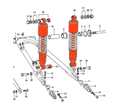 Service Moto Pieces|Amortisseur - 335mm - Kawasaki Z900 -  Z1R - 45014-107|Bras Oscillant - Amortisseur - Bequille|135,20 €