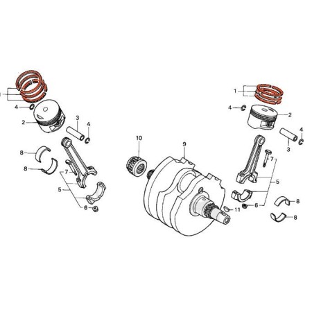 Moteur - Segment (+0.00) - 1 jeu - XL250/600 - VT600 13011-MS6-305