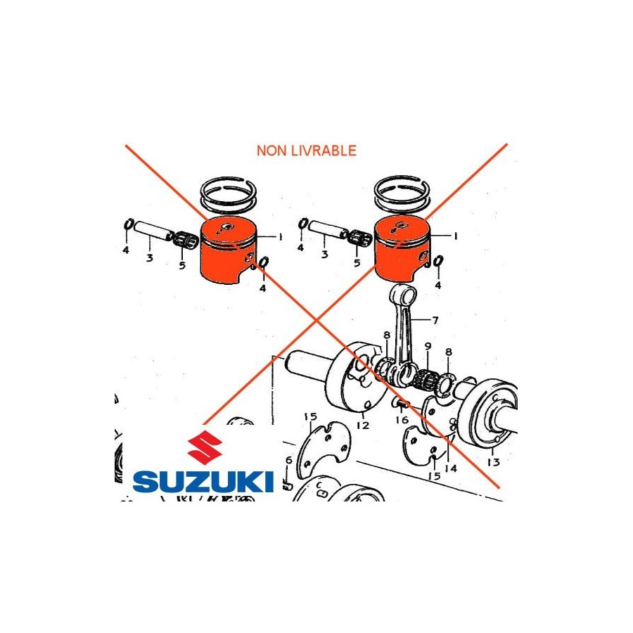 Moteur - Piston - (+1.00) - GT125 A/B - 12110-36500-100 13051-500-100