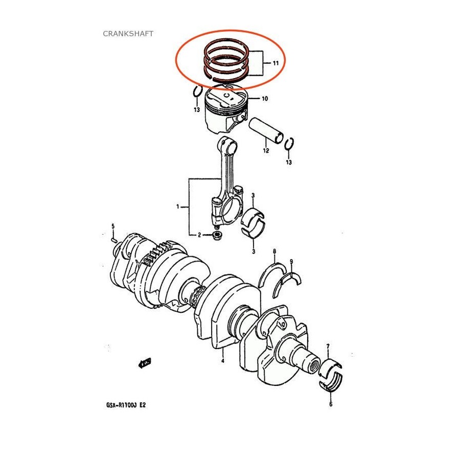 Moteur - segment - (+0.50) - 12140-17D10 - GSX-R 750 - 1988-1993 26...