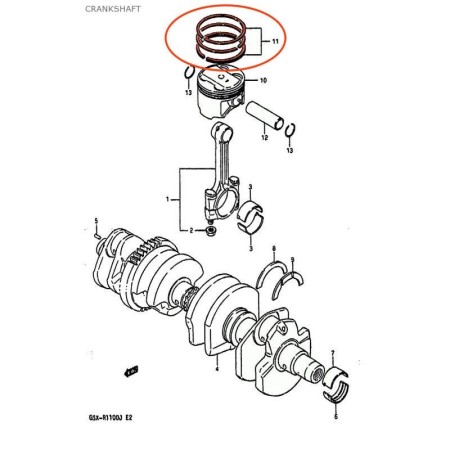 Moteur - segment - (+1.00) - 12140-17E10 - GSX-R 750 - 1988-1993 26...