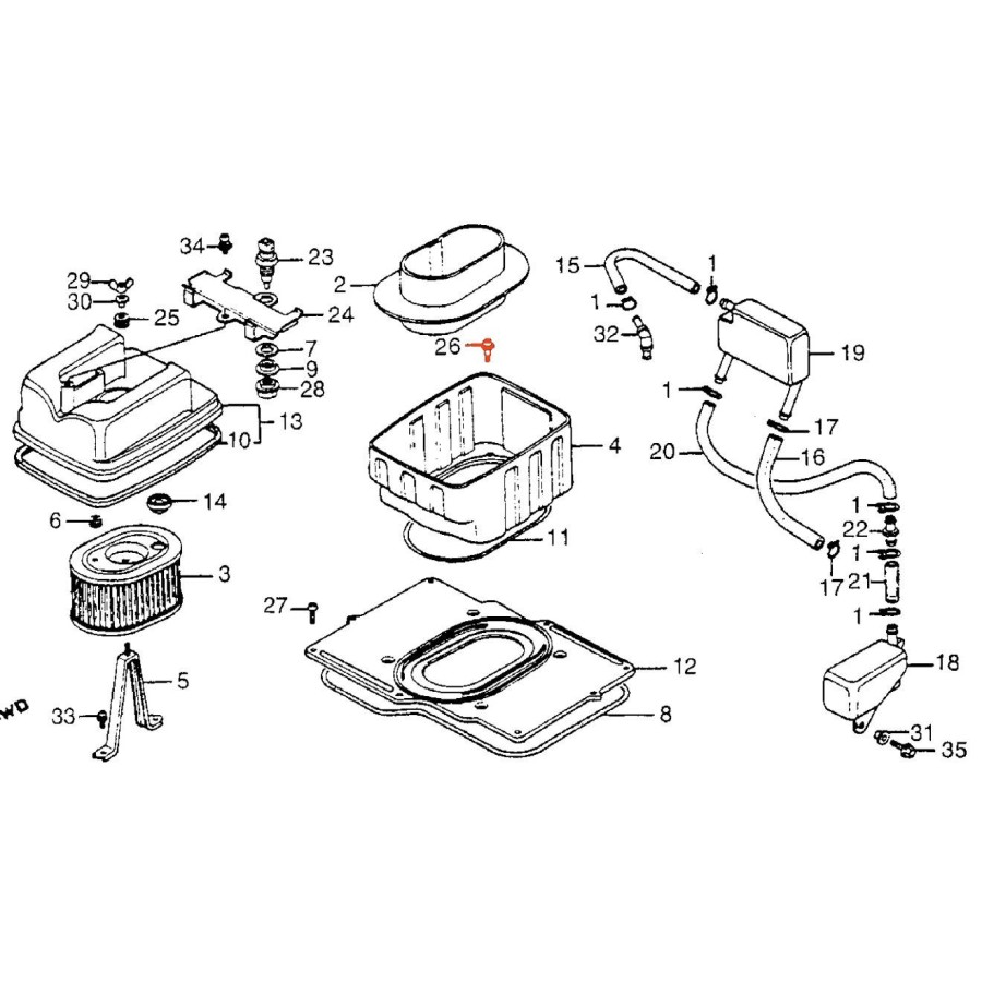 Filtre a air - Vis de plaque - M5x17 90105-MG9-000