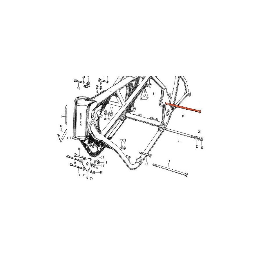 Cadre - Vis de fixation du moteur - M10 x1.25 x 280 90156-300-000