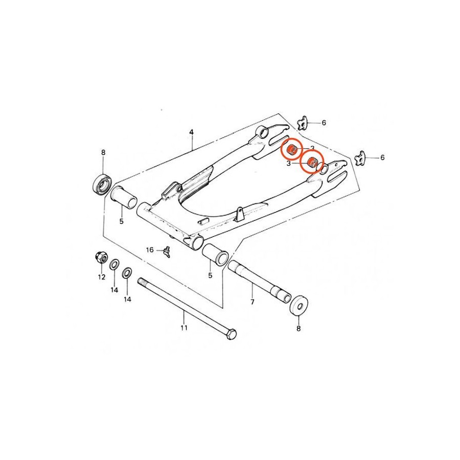 Bras oscillant - silent-bloc de fixation amortisseur - (x1) 52451-3...