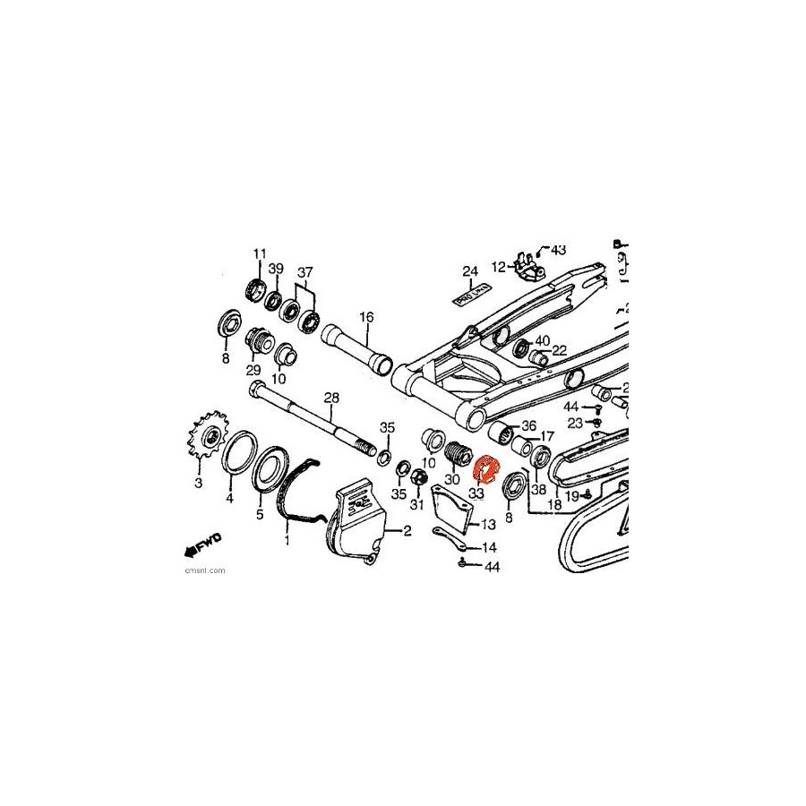 Bras oscillant - Ecrou - bague de Reglage - (x1) 90355-469-000