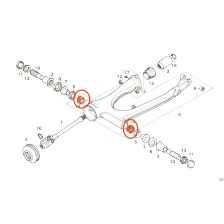 Bras oscillant - Roulement - (x1) -  91071-371-003