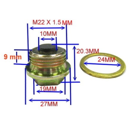 Bouchon de vidange - M22x1.50 - Aimanté 20007-239-353