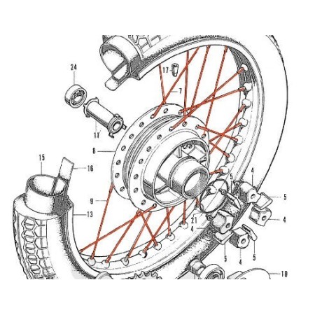 Roue Arriere - 18" - jeu de rayonnage - D+G - CB450-CB500...-CB550-...