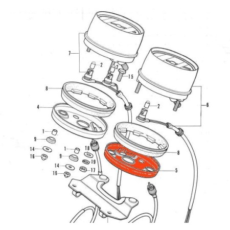 Compteur - coupelle - Fond de boitier - CB500 37213-447-000