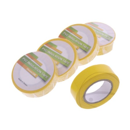 Ruban vinyl electrique - isolant - Jaune - 15mm x 10m - (5 rouleaux...