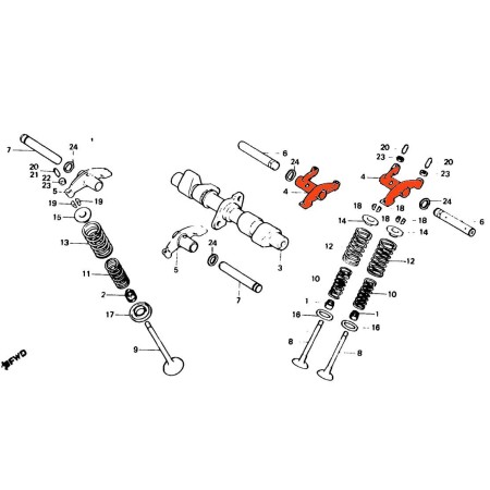 Soupape - Culbuteur - Rocher d'admission - (x1) 14420-413-315