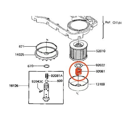 Filtre a huile - Ressort de vis - 92081-1018 14415-810-000