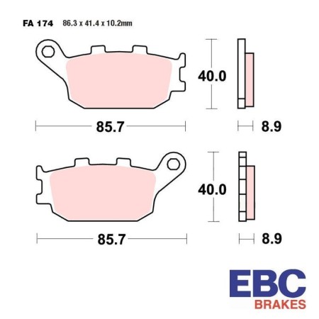 Frein - Jeu de Plaquettes - EBC - Metal fritté - Hypersport - FA-17...