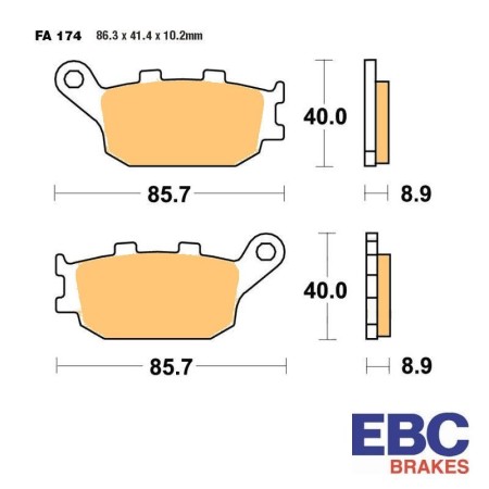 Frein - Jeu de Plaquettes - EBC - Semi Fritte - FA-174V 01008-174-002