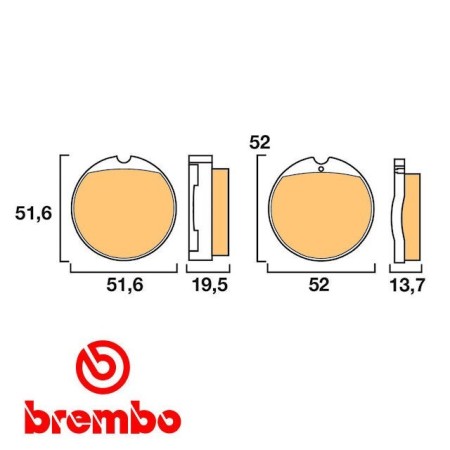 Frein - Jeu de Plaquettes - Brembo - 07HO0130 - CB250 - CB350 - CB3...