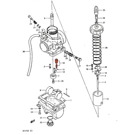 Carburateur - siege + Pointeau - 13370-40600 01129-341-510