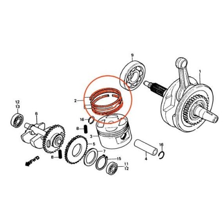 Moteur - Segment - (0.00) - ø 75.00 - XL250R 13011-KL4-751