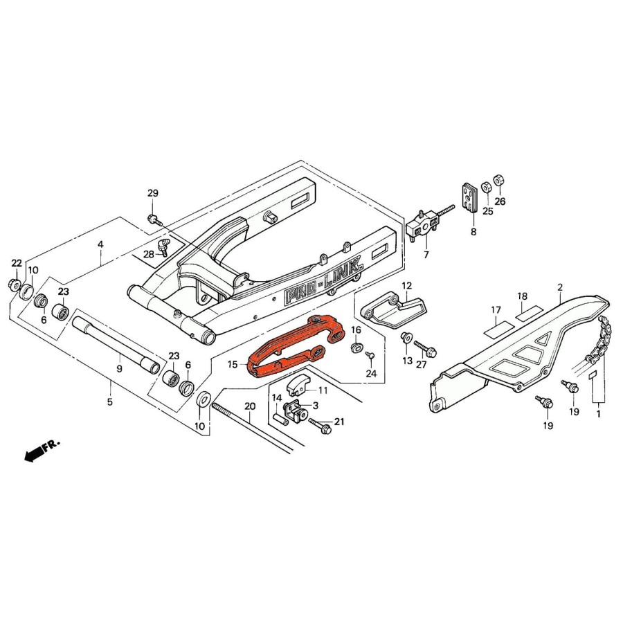 Bras oscillant - Slider, Guide, protection de chaine - NX650 52170-...