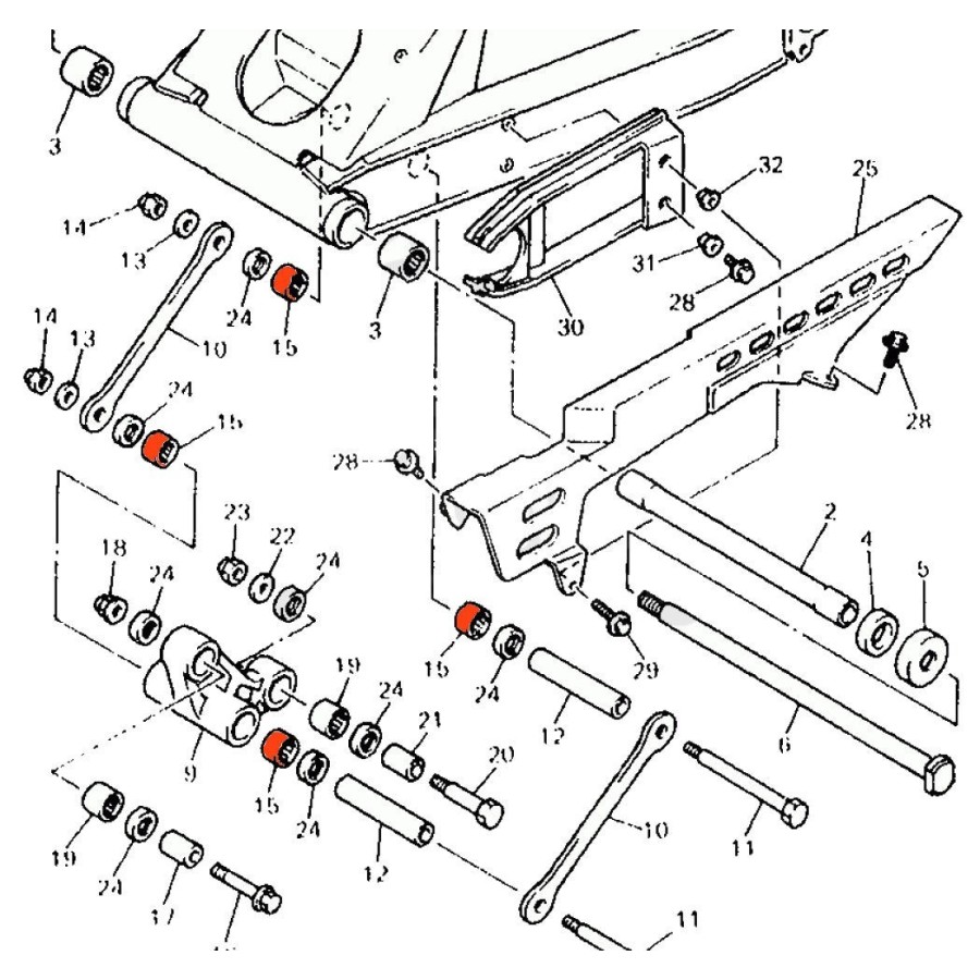 Bras oscillant - 17x24x15 mm - Roulement - (x1) - 933-17217-46 0009...