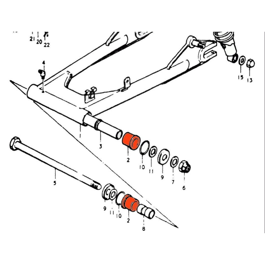 bras oscillant - Bague origine - (x1) - 09307-22003 - (x1) - GT250 ...