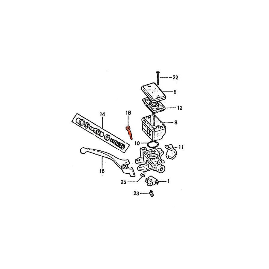 Frein - Maitre cylindre Avant - 2 vis - Boulon - Pivot de levier 90...