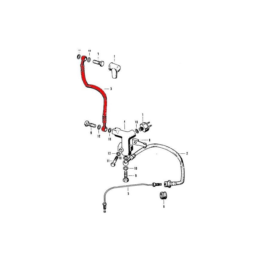 Frein - Durite Avant CB ... Four - cote maitre cylindre - 400mm 451...