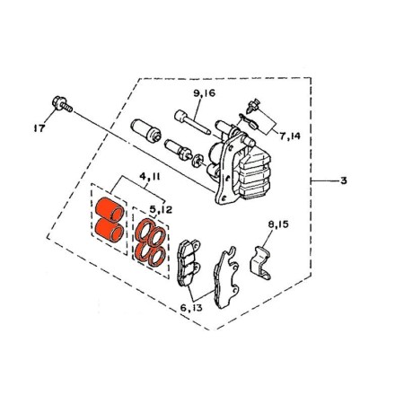 Frein - Etrier - Avant - Piston + Joint - ø 27.00 - 3LD-25802-00 00...