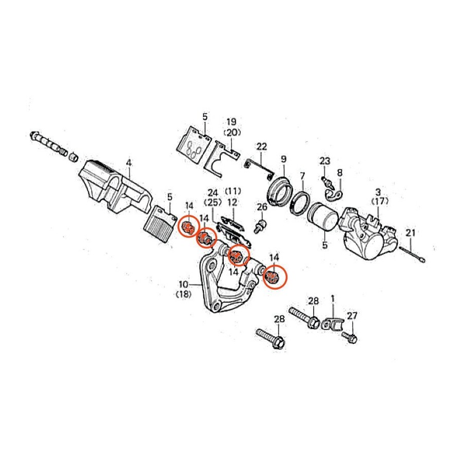 Frein - Etrier - soufflet (x1) - joint flottant de fixation - (x1) ...