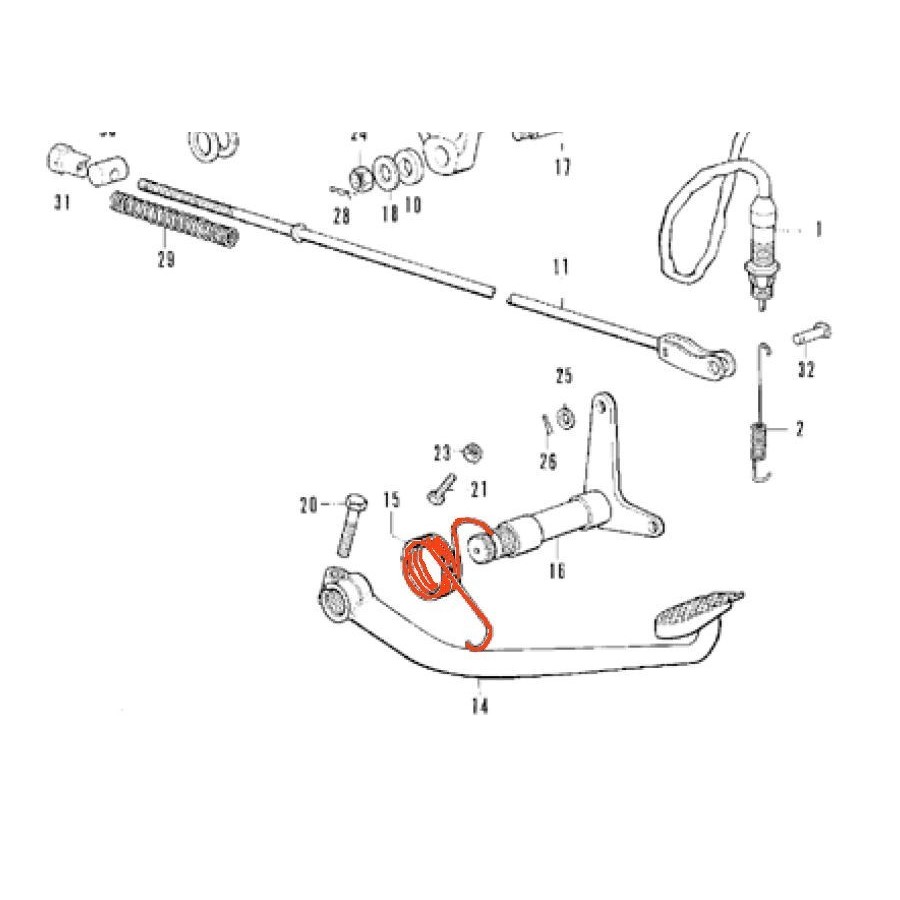 Frein - ressort de rappel de Pedale de frein arriere - CB350 F 4651...