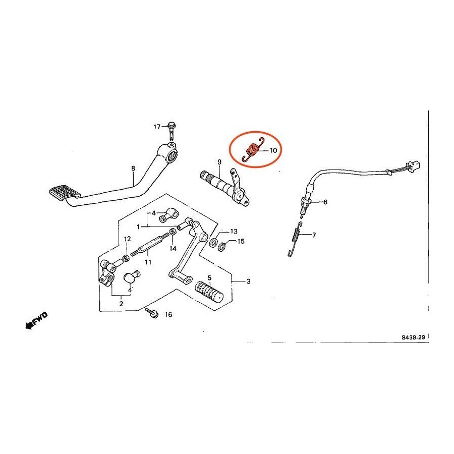 Frein - Arriere - ressort de rappel - CB900F 46514-438-000