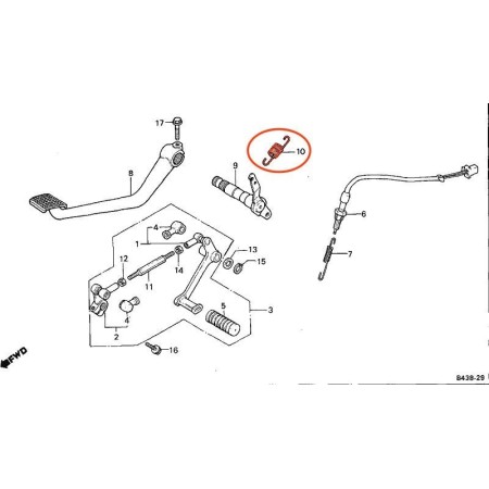 Frein - Arriere - ressort de rappel - CB900F 46514-438-000