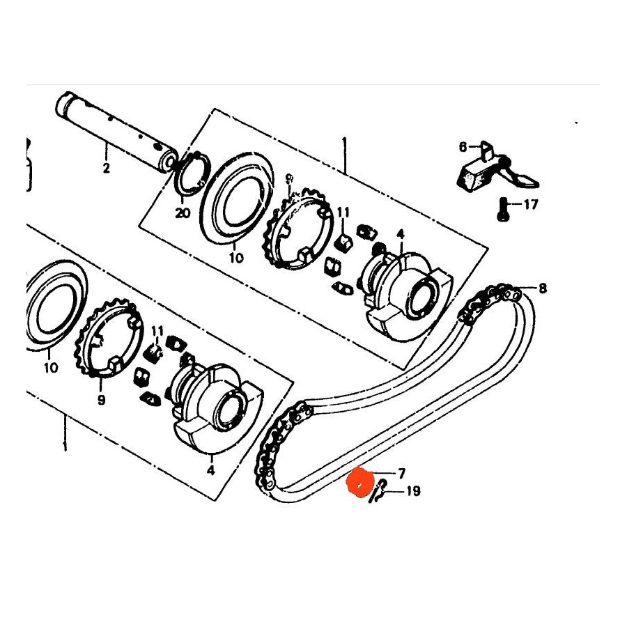 Moteur - Chaine de balancier - Ressort de retour 13432-413-000