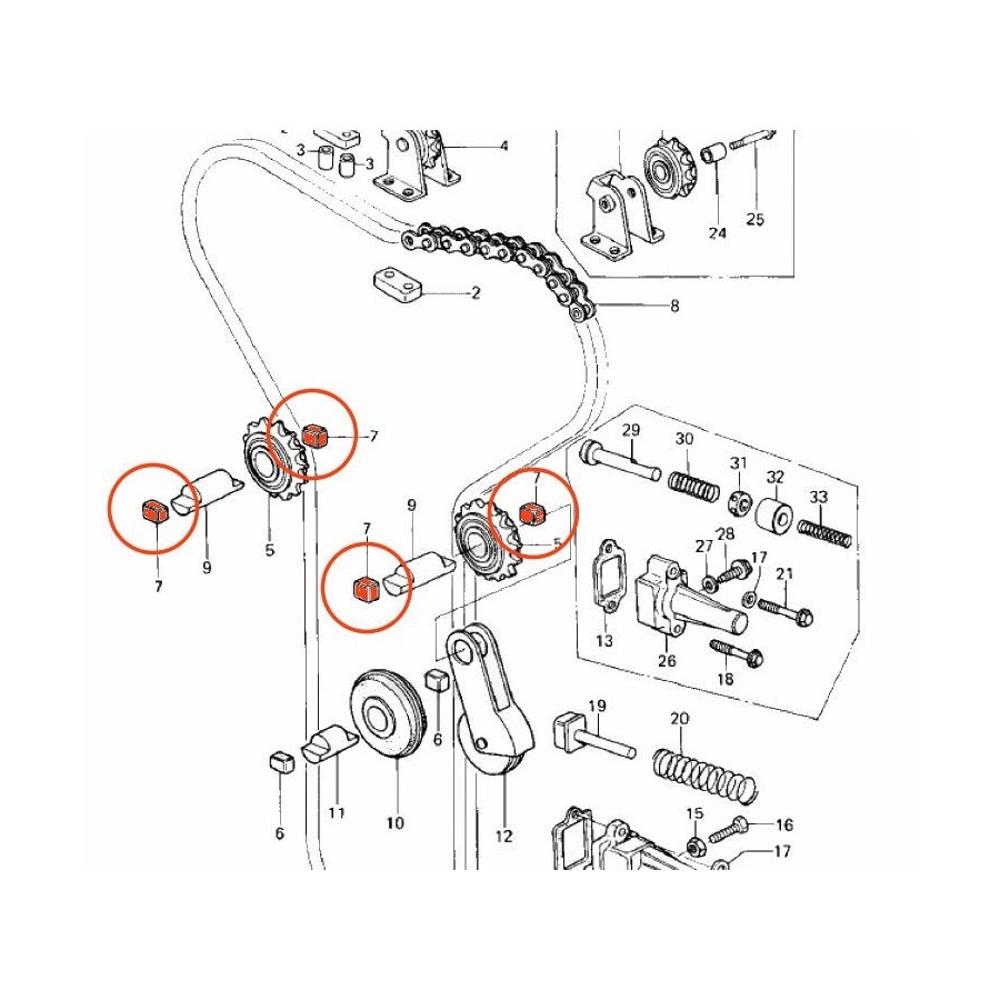 Distribution - Caoutchouc d'axe (x1) - 92075-232 - KZ650, KZ900, KZ...