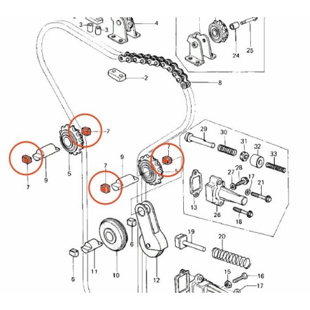 Distribution - Caoutchouc d'axe (x1) - 92075-232 - KZ650, KZ900, KZ...