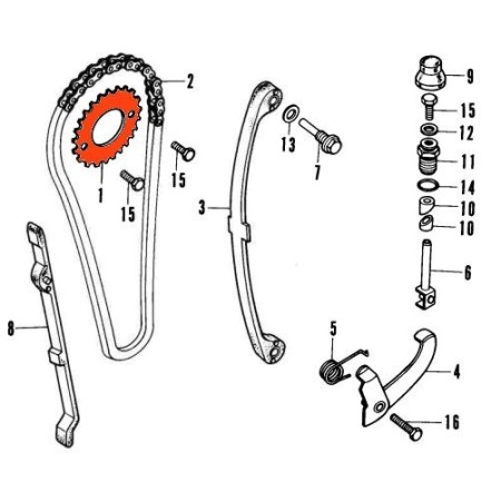 Distribution - Pignon - Arbre a came - CB125- ... - XL125K 14321-10...