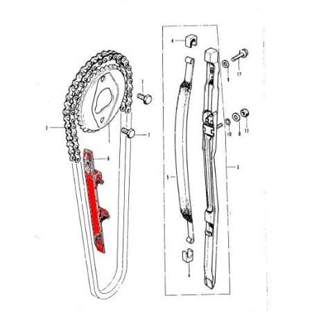 Distribution - patin de chaine - CB500 - CB550 14611-323-000