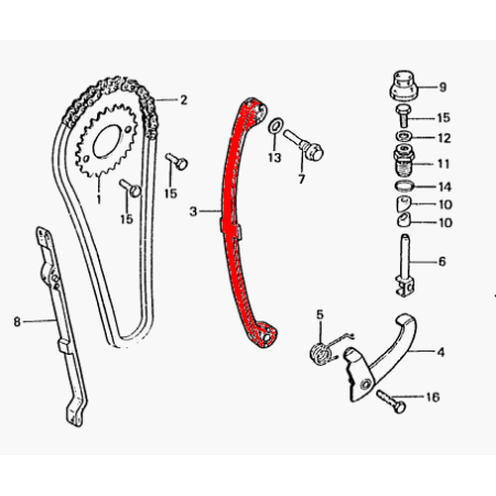 Moteur - Distribution - Tendeur - Patin arriere - XL125 S/R 14500-4...