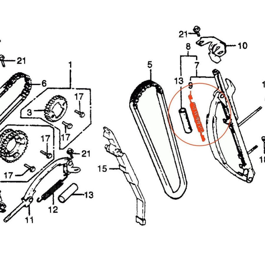 Distribution - Ressort de tendeur - CB750 - CB900 - CB1100 14514-42...