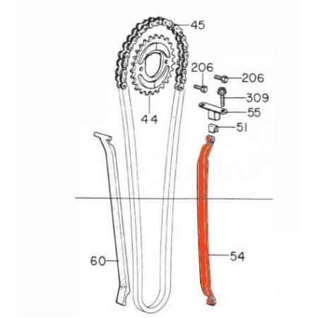 Distribution - Patin tendeur de chaine - CB250 G 14520-323-ADP