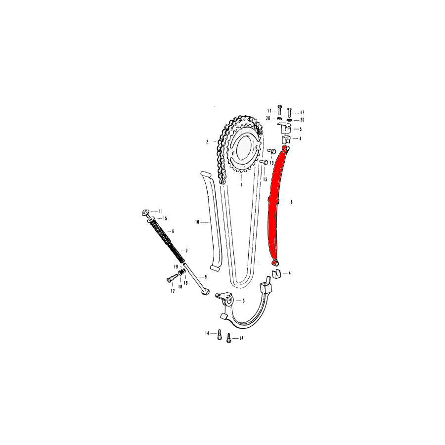 Distribution - Patin tendeur de chaine - CB350 F - CB400 Four 14545...