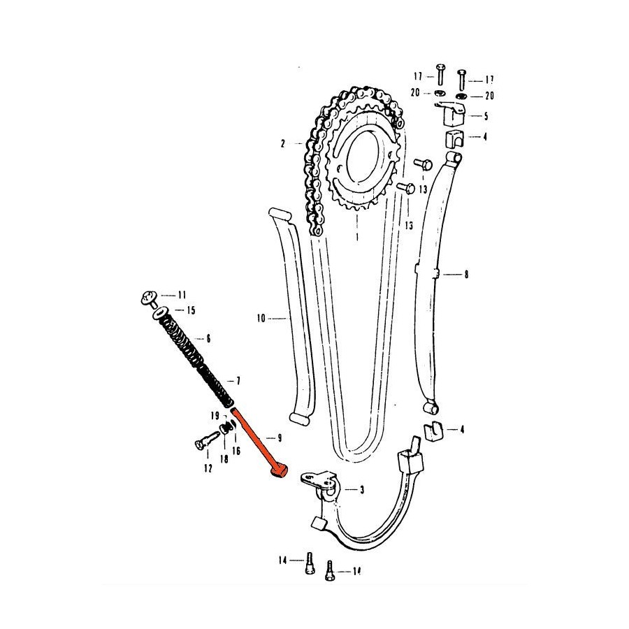 Distribution - Poussoir de tendeur de chaine - CB350F - CB400 Four ...