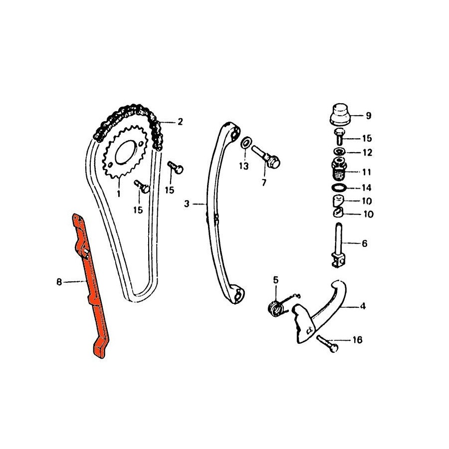 Distribution - Guide de chaine - XL185 - XR200 - TLR200 14550-427-ADP