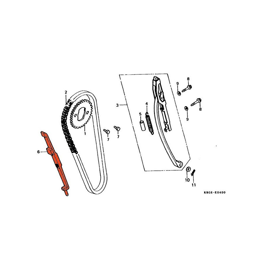 Distribution - Patin - Guide de chaine - CB250 N 14550-KB4-671