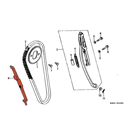 Distribution - Patin - Guide de chaine - CB250 N 14550-KB4-671