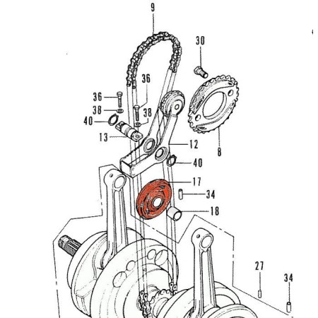 Distribution - Galet - Tendeur de chaîne - CB200, CB250, CB350, ......