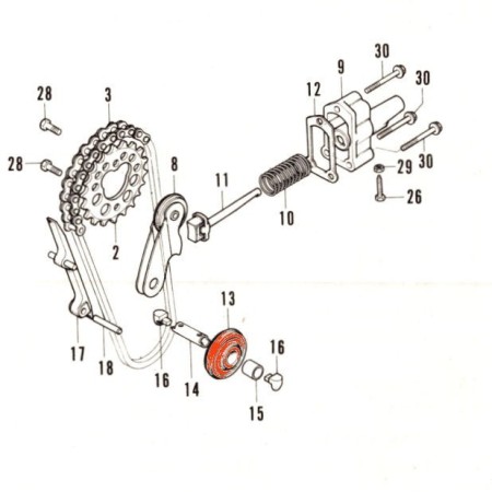 Distribution - Galet - Tendeur de chaîne - CB200, CB250, CB350, ......